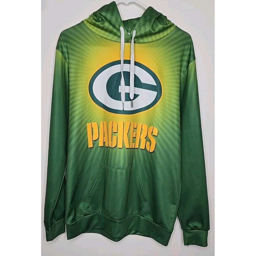 Green Bay Packers Hoodie Mens M Stretch Kangaroo Pocket‎ Hooded NFL Football